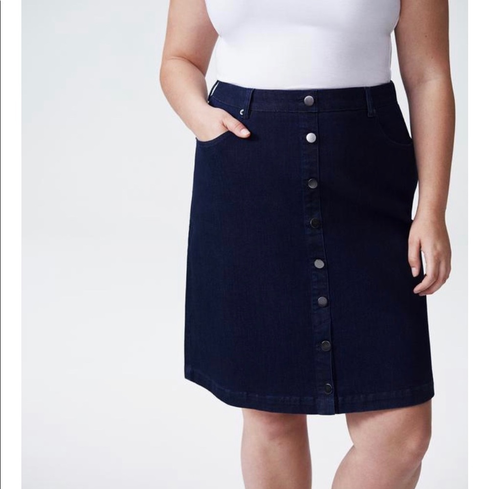 Universal Standard- Button Down Dark Denim Skirt